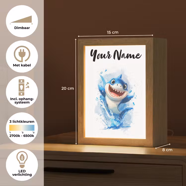 Haai - Water - Blauw Light Box met kabel (Kinderlampje) klein -USP_NL