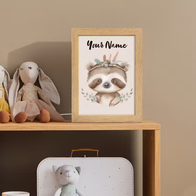 Luiaard - Dieren - Bohemian - Boho Light Box met kabel (Kinderlampje) klein -sfeer2_kind