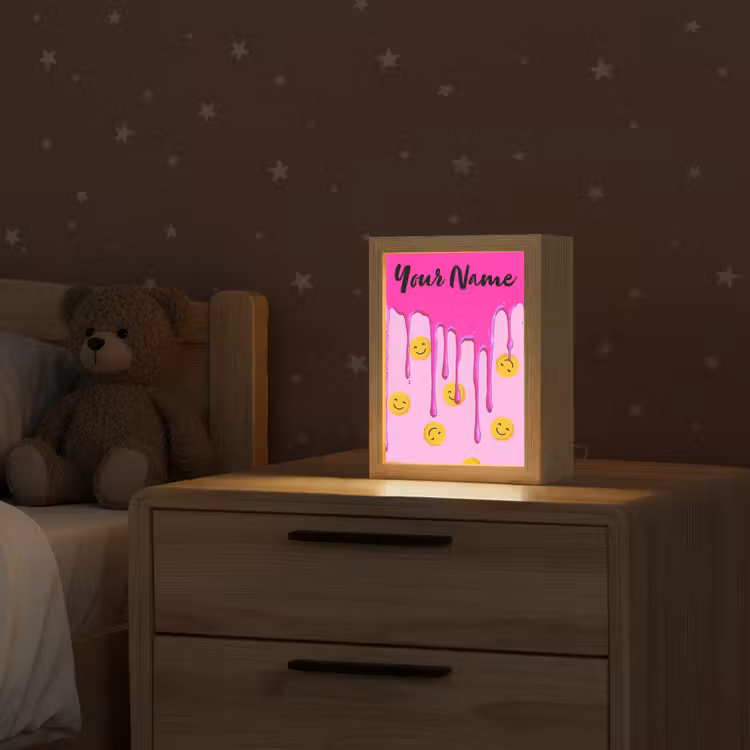 Smiley - Roze - Glazuur Light Box met kabel (Kinderlampje) klein -sfeer1_kind