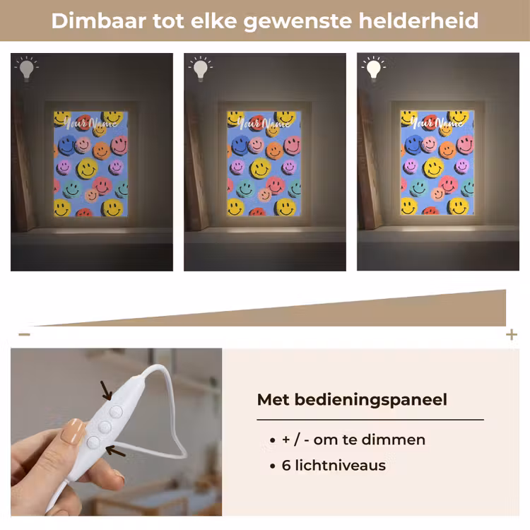 Smileys - Kleurrijk Light Box met kabel (Kinderlampje) klein -USP_dimbaarNL