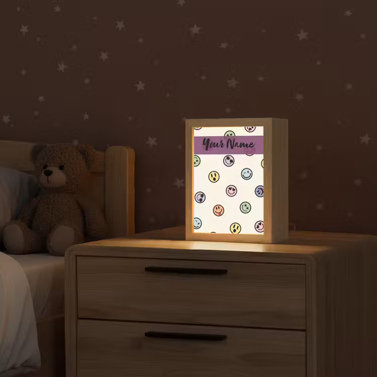 Smileys - Kleurrijk - Grappig Light Box met kabel (Kinderlampje) klein -sfeer1_kind
