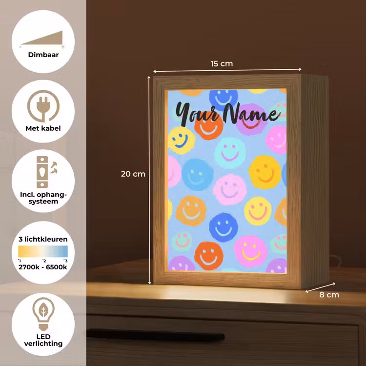 Smileys - Kleurrijk - Grappig Light Box met kabel (Kinderlampje) klein -USP_NL