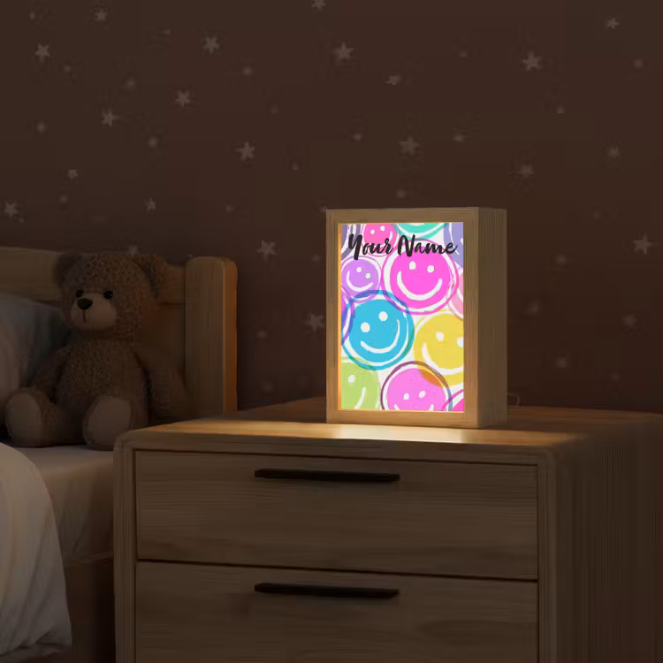 Smileys - Kleurrijk - Neon Light Box met kabel (Kinderlampje) klein -sfeer1_kind