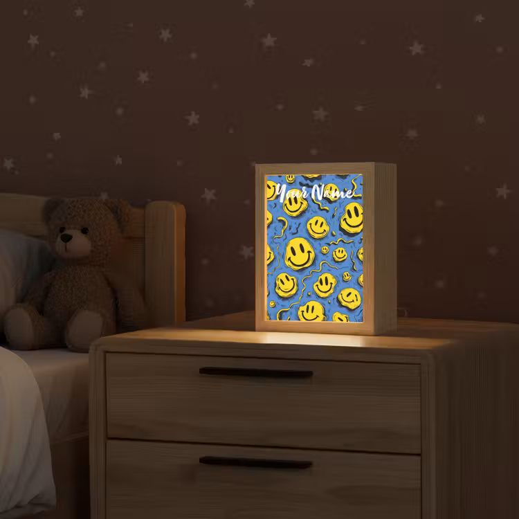 Smileys - Geel - Blauw Light Box met kabel (Kinderlampje) klein -sfeer1_kind