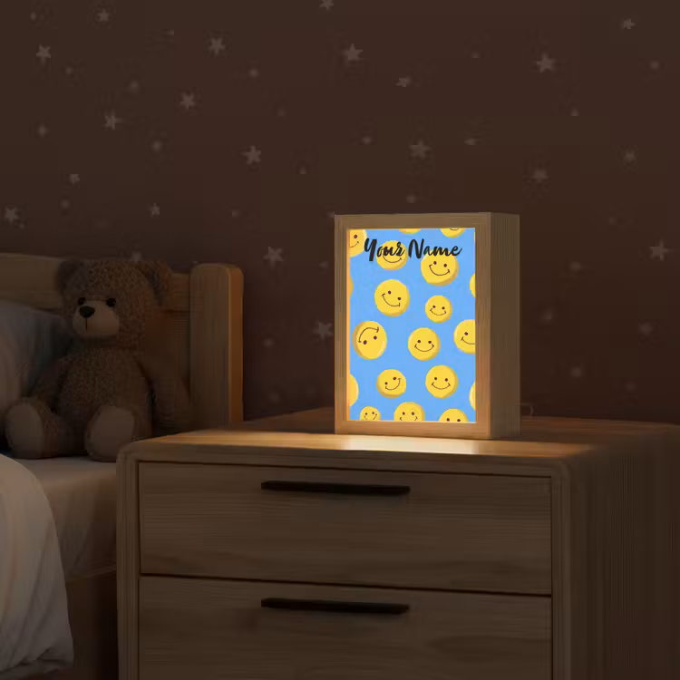 Smileys - Geel - Blauw Light Box met kabel (Kinderlampje) klein -sfeer1_kind