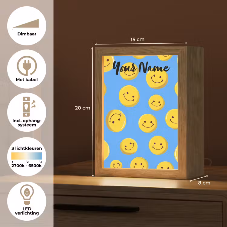 Smileys - Geel - Blauw Light Box met kabel (Kinderlampje) klein -USP_NL