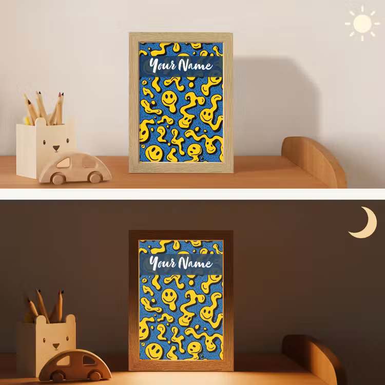 Smileys - Geel - Blauw Light Box met kabel (Kinderlampje) klein -sfeer3_kind