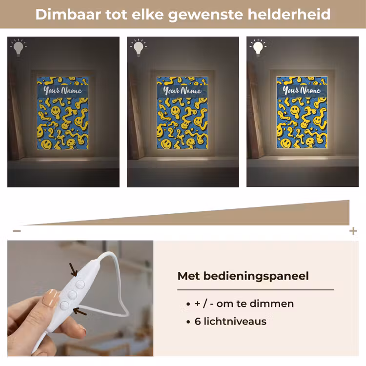 Smileys - Geel - Blauw Light Box met kabel (Kinderlampje) klein -USP_dimbaarNL