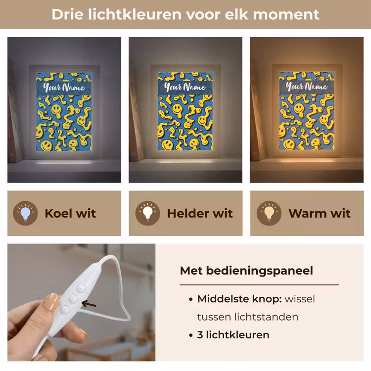 Smileys - Geel - Blauw Light Box met kabel (Kinderlampje) klein -USP_lichtkleurNL