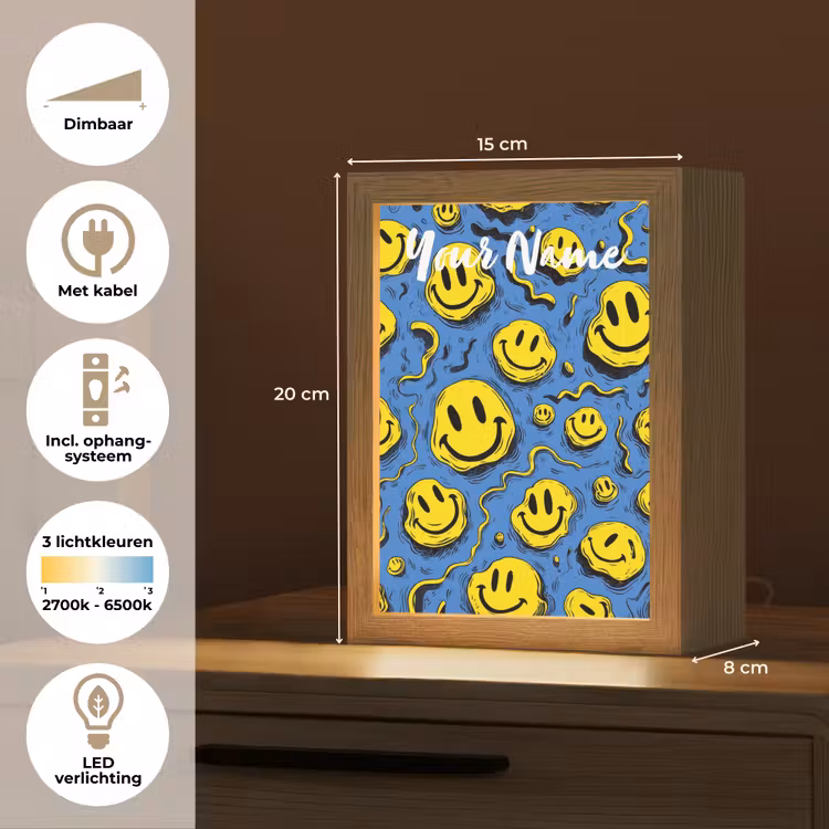 Smileys - Geel - Blauw Light Box met kabel (Kinderlampje) klein -USP_NL