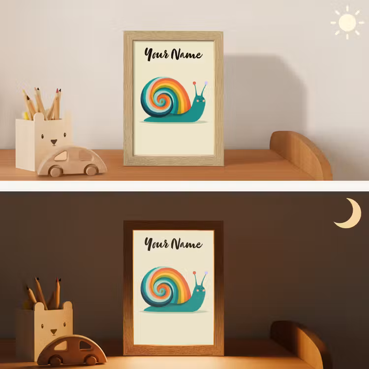 Slak - Regenboogschild - Groen Light Box met kabel (Kinderlampje) klein -sfeer3_kind