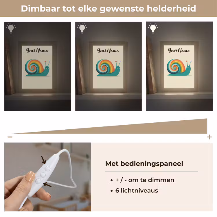 Slak - Regenboogschild - Groen Light Box met kabel (Kinderlampje) klein -USP_dimbaarNL