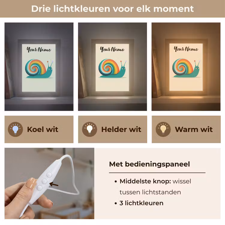 Slak - Regenboogschild - Groen Light Box met kabel (Kinderlampje) klein -USP_lichtkleurNL