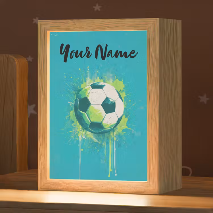 Voetbal - Abstract - Verfspatten - Groen Light Box met kabel (Kinderlampje) klein -zzz_3d_website
