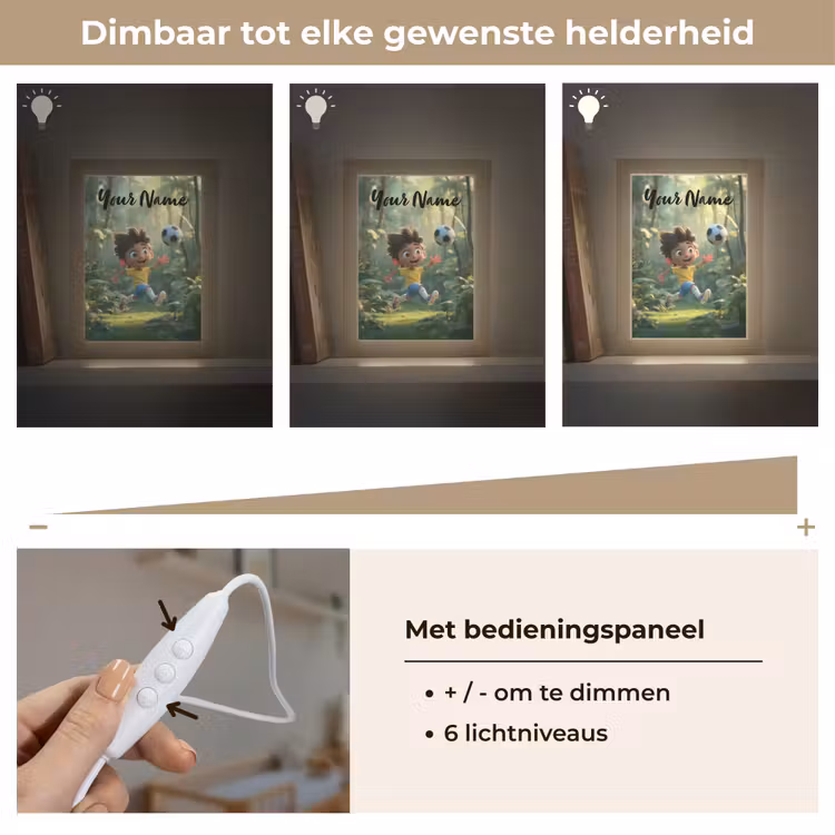 Voetbal - Jongen - Bos Light Box met kabel (Kinderlampje) klein -USP_dimbaarNL