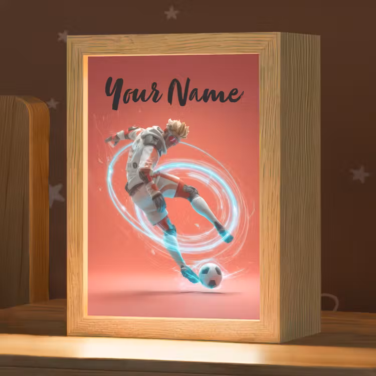 Voetbal - Jongen - Rood - Lichtcirkel Light Box met kabel (Kinderlampje) klein -zzz_3d_website