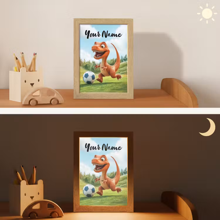 Voetbal - Dino - Sport Light Box met kabel (Kinderlampje) klein -sfeer3_kind