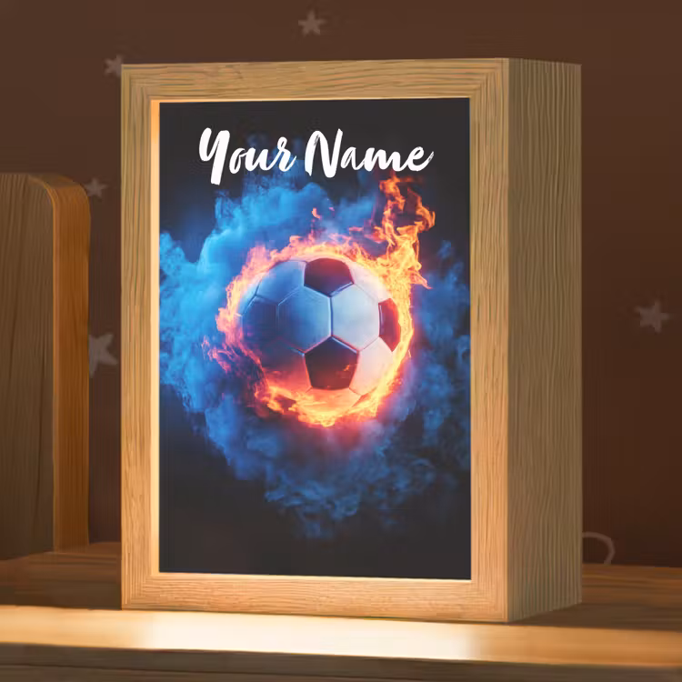 Voetbal - Vuur - IJs - Blauw Light Box met kabel (Kinderlampje) klein -zzz_3d_website