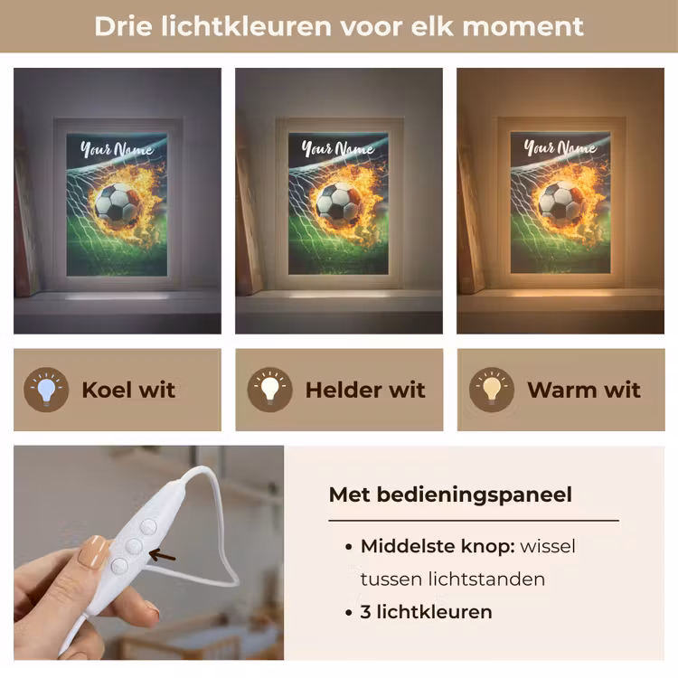 Voetbal - Goal - Doelnet - Vuur Light Box met kabel (Kinderlampje) klein -USP_lichtkleurNL
