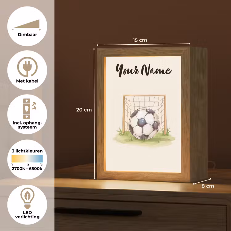 Voetbal - Goal - Gras - Beige Light Box met kabel (Kinderlampje) klein -USP_NL