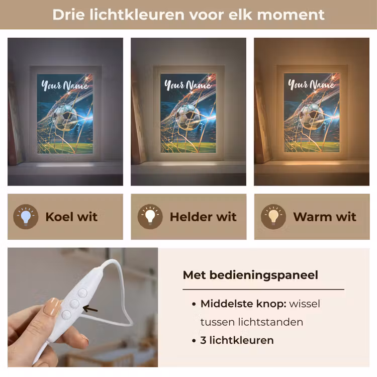Voetbal - Goal - Sport - Jongens Light Box met kabel (Kinderlampje) klein -USP_lichtkleurNL