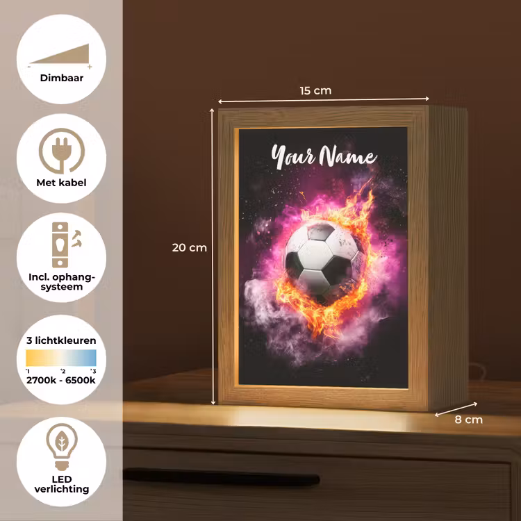 Voetbal - Roze - Vuur Light Box met kabel (Kinderlampje) klein -USP_NL