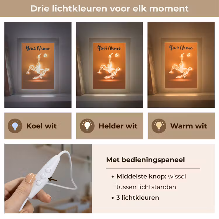 Voetballer - Oranje - Voetbal - Omhaal Light Box met kabel (Kinderlampje) klein -USP_lichtkleurNL