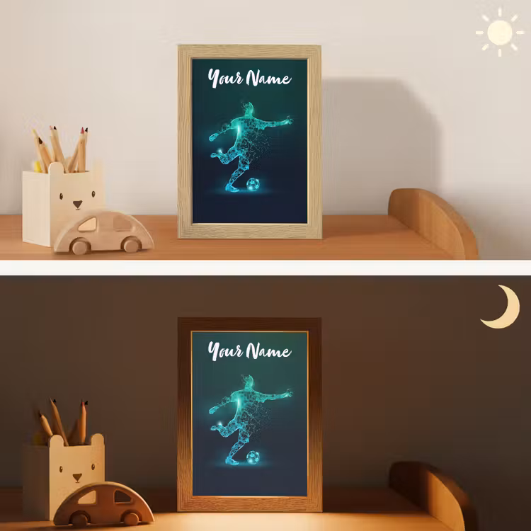 Voetballer - Trap - Blauw - Digitaal Light Box met kabel (Kinderlampje) klein -sfeer3_kind