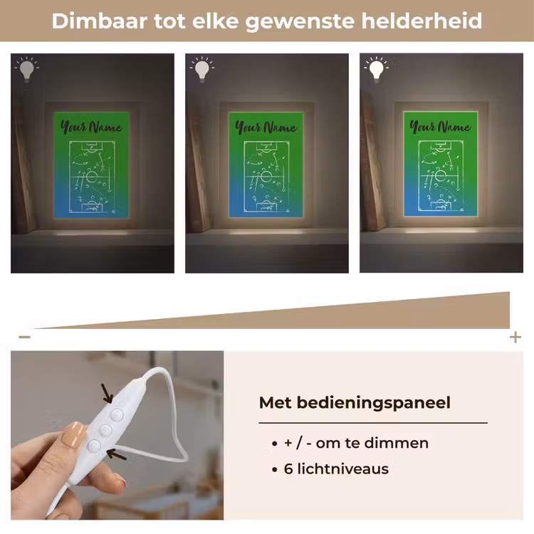 Voetbal - Tactiek - Spel - Groen - Blauw Light Box met kabel (Kinderlampje) klein -USP_dimbaarNL