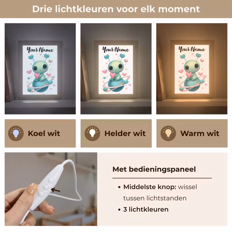 Ruimte - Wezen - Hartjes - Planeet Light Box met kabel (Kinderlampje) klein -USP_lichtkleurNL