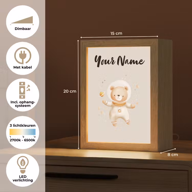 Ruimte - Sterren - Beige - Beer Light Box met kabel (Kinderlampje) klein -USP_NL