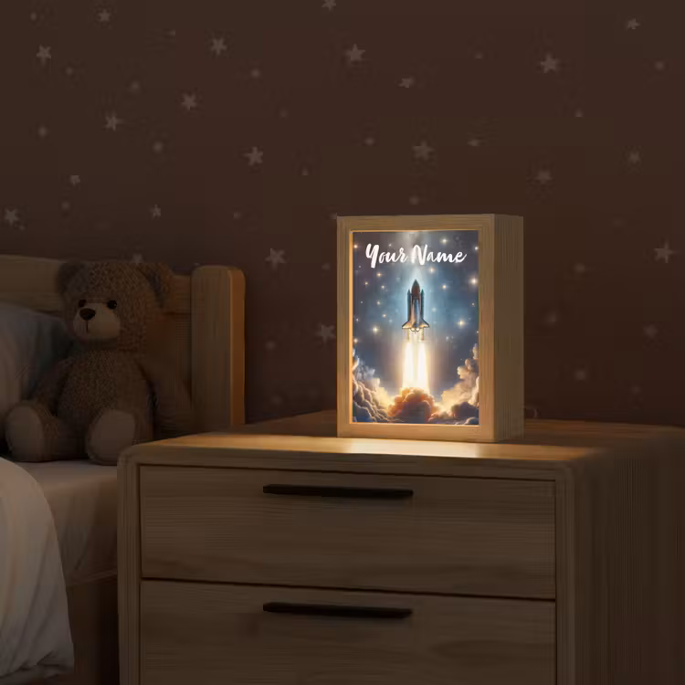 Ruimtevaart - Raket - Space - Sterren Light Box met kabel (Kinderlampje) klein -sfeer1_kind