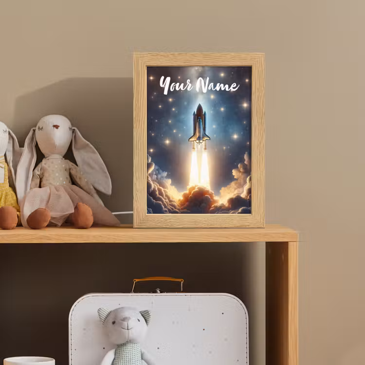 Ruimtevaart - Raket - Space - Sterren Light Box met kabel (Kinderlampje) klein -sfeer2_kind