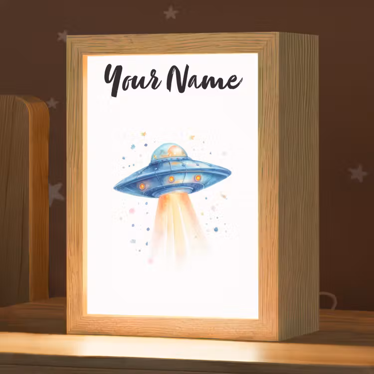 Ruimte - Ufo - Sterren Light Box met kabel (Kinderlampje) klein -zzz_3d_website