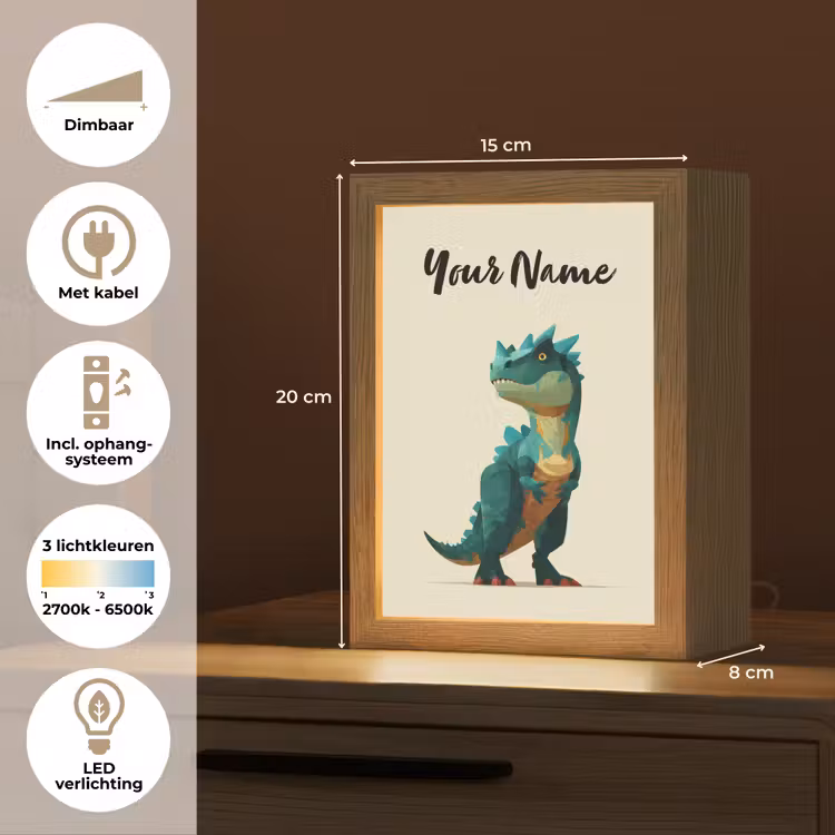 Stekels - Dino - Blauw - Gespierd Light Box met kabel (Kinderlampje) klein -USP_NL