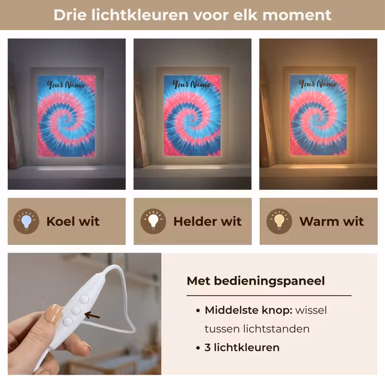 Spiraal - Roze - Blauw Light Box met kabel (Kinderlampje) klein -USP_lichtkleurNL
