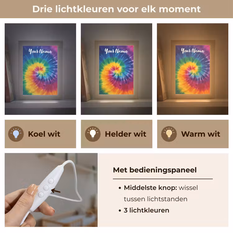Spiraal - Regenboog - Kleurrijk Light Box met kabel (Kinderlampje) klein -USP_lichtkleurNL