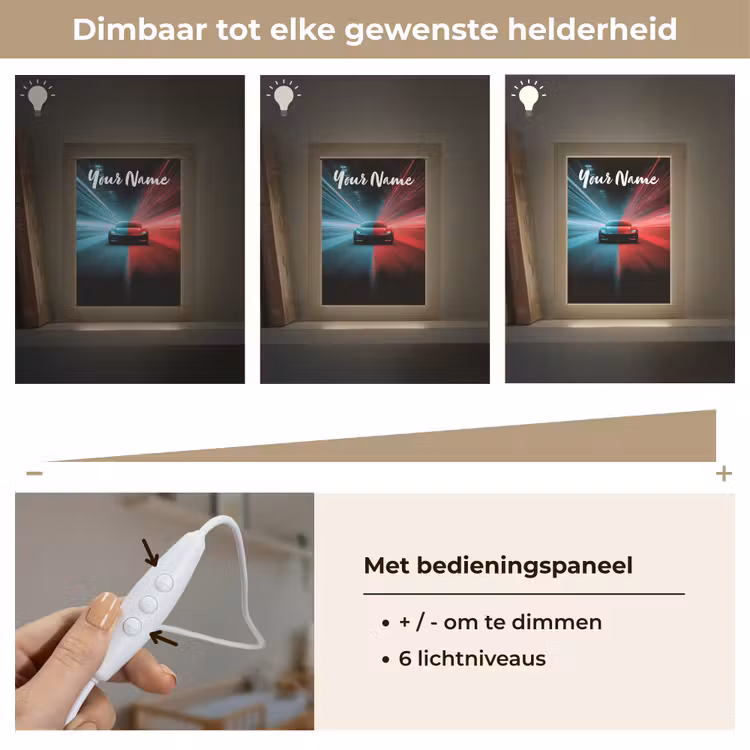 Sportauto - Blauw - Neon - Stad Light Box met kabel (Kinderlampje) klein -USP_dimbaarNL
