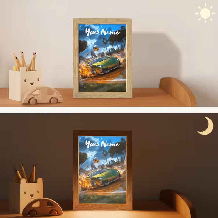 Sportwagen - Groen - Voetbal Light Box met kabel (Kinderlampje) klein -sfeer3_kind