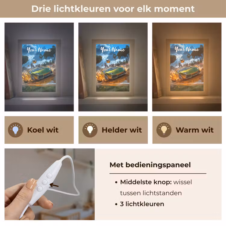 Sportwagen - Groen - Voetbal Light Box met kabel (Kinderlampje) klein -USP_lichtkleurNL