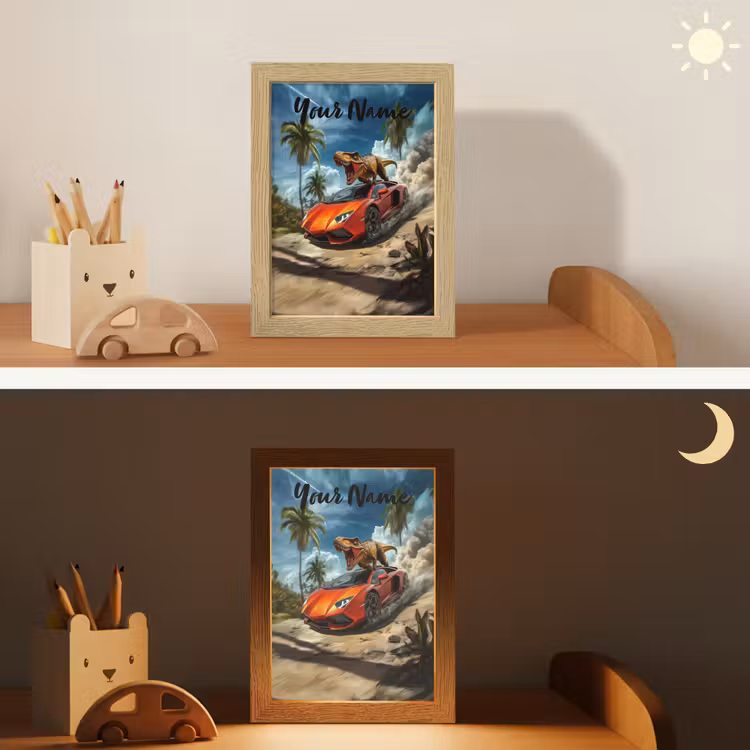 Sportauto - Rood - Dino Light Box met kabel (Kinderlampje) klein -sfeer3_kind