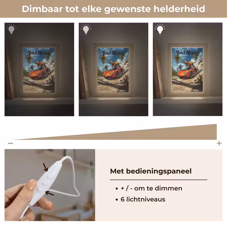 Sportauto - Rood - Dino Light Box met kabel (Kinderlampje) klein -USP_dimbaarNL