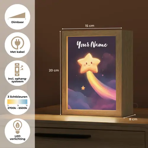 Ster - Gezichtje - Lichtgevend Light Box met kabel (Kinderlampje) klein -USP_NL