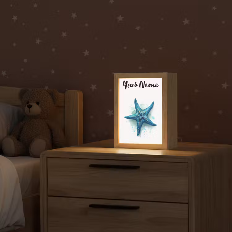 Zeester - Blauw - Spetters Light Box met kabel (Kinderlampje) klein -sfeer1_kind