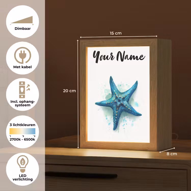 Zeester - Blauw - Spetters Light Box met kabel (Kinderlampje) klein -USP_NL