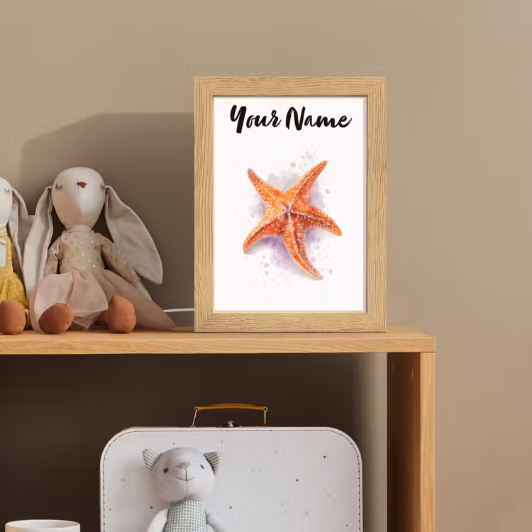 Zeester - Oranje - Paars Light Box met kabel (Kinderlampje) klein -sfeer2_kind