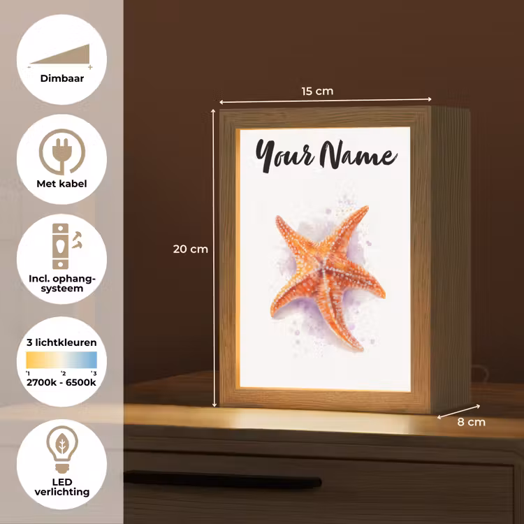 Zeester - Oranje - Paars Light Box met kabel (Kinderlampje) klein -USP_NL