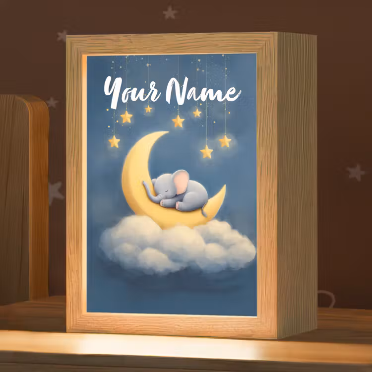 Sterren - Olifant - Maan - Wolken Light Box met kabel (Kinderlampje) klein -zzz_3d_website