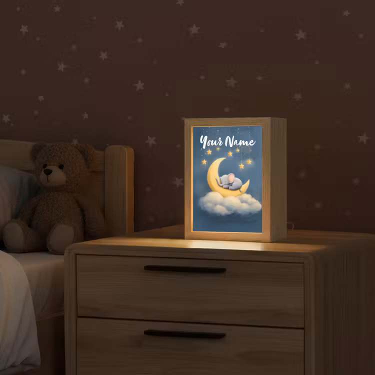 Sterren - Olifant - Maan - Wolken Light Box met kabel (Kinderlampje) klein -sfeer1_kind