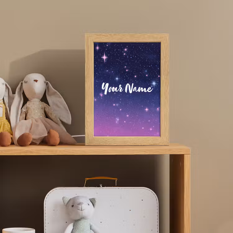 Sterren - Galaxy - Blauw - Roze Light Box met kabel (Kinderlampje) klein -sfeer2_kind